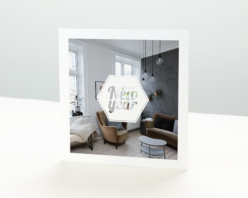 Hexagone White Carte de Voeux Entreprise - Hexagone White