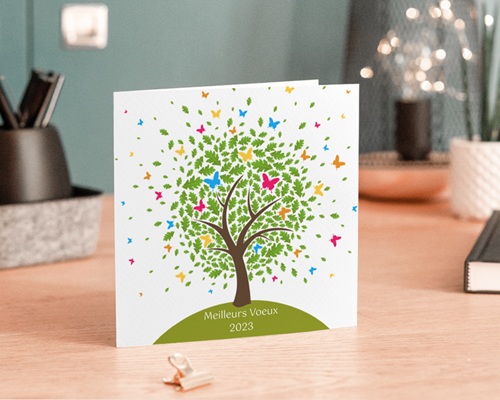 Carte De Voeux Avec Logo D Entreprise Arbre A Papillons Carte De Voeux Echantillon Offert